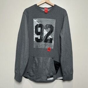 Nike Air Sweater Men's L Gray 92 Pullover Sweatshirt Swoosh Athletics Side Zip